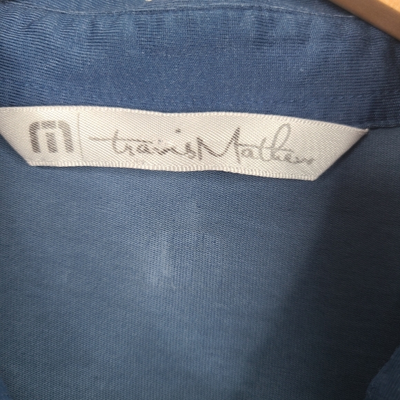 Travis Mathew blue striped details pima cotton blend polo shirt men's large - Picture 10 of 14